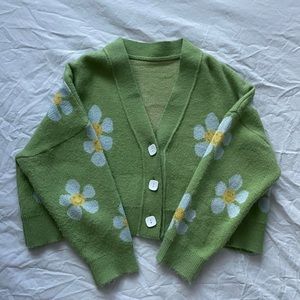 Green Flower Cardigan